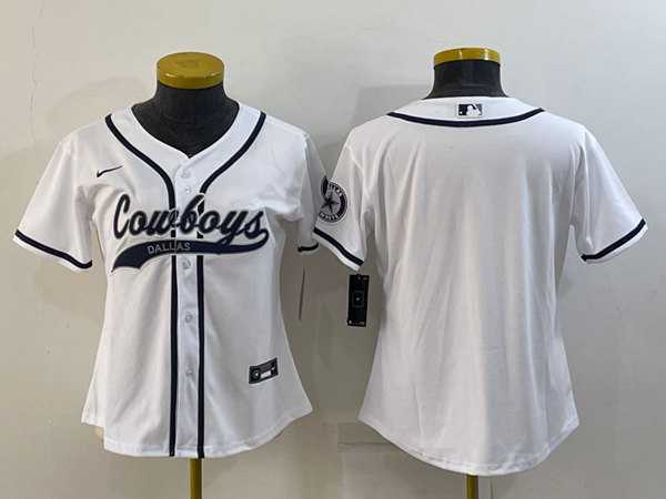 Youth Dallas Cowboys Blank White With Patch Cool Base Stitched Baseball Jersey->youth nfl jersey->Youth Jersey